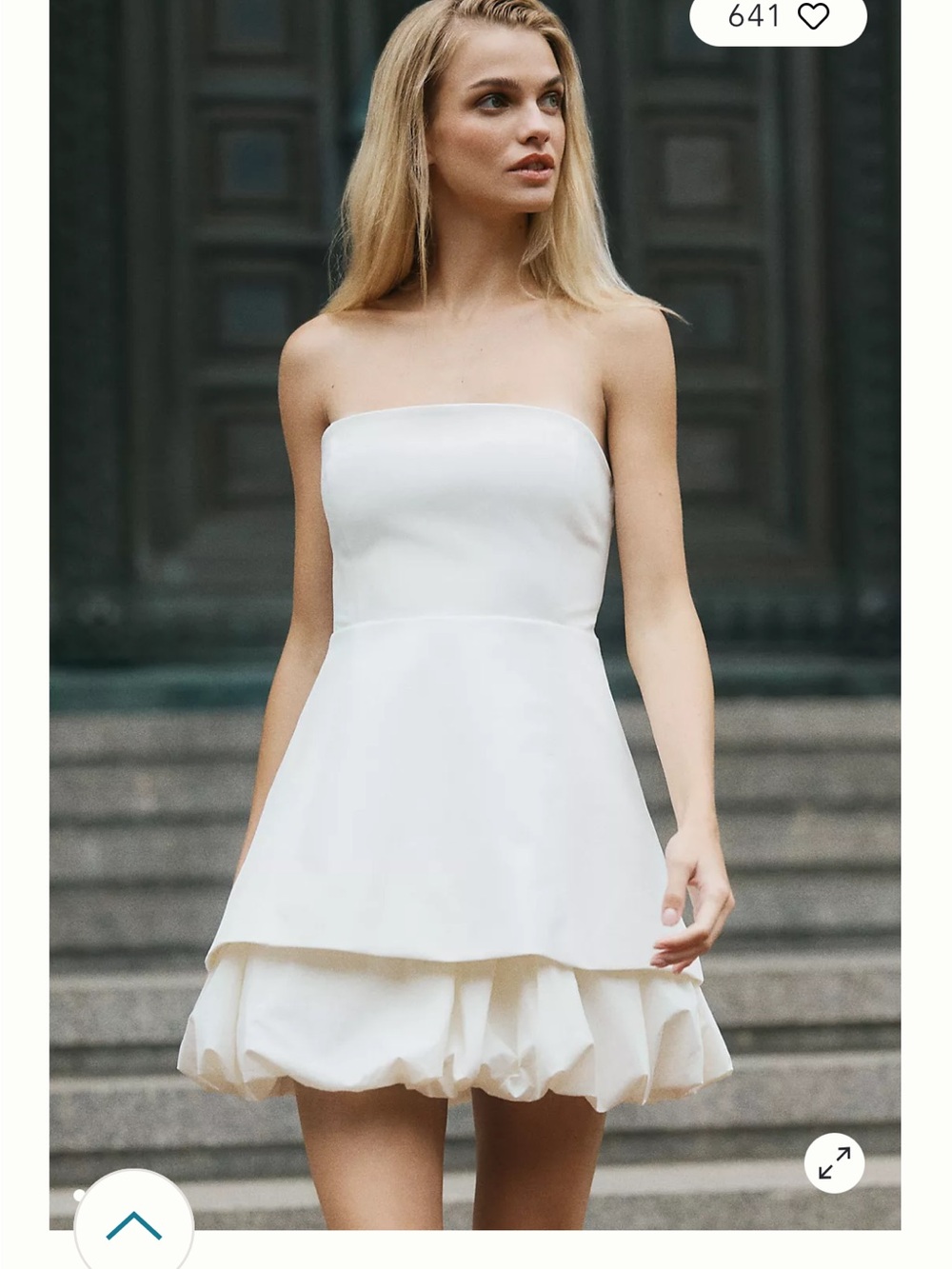 Anthropologie Strapless White Mini Dress with Ruffled Tier - Picture 3 of 11